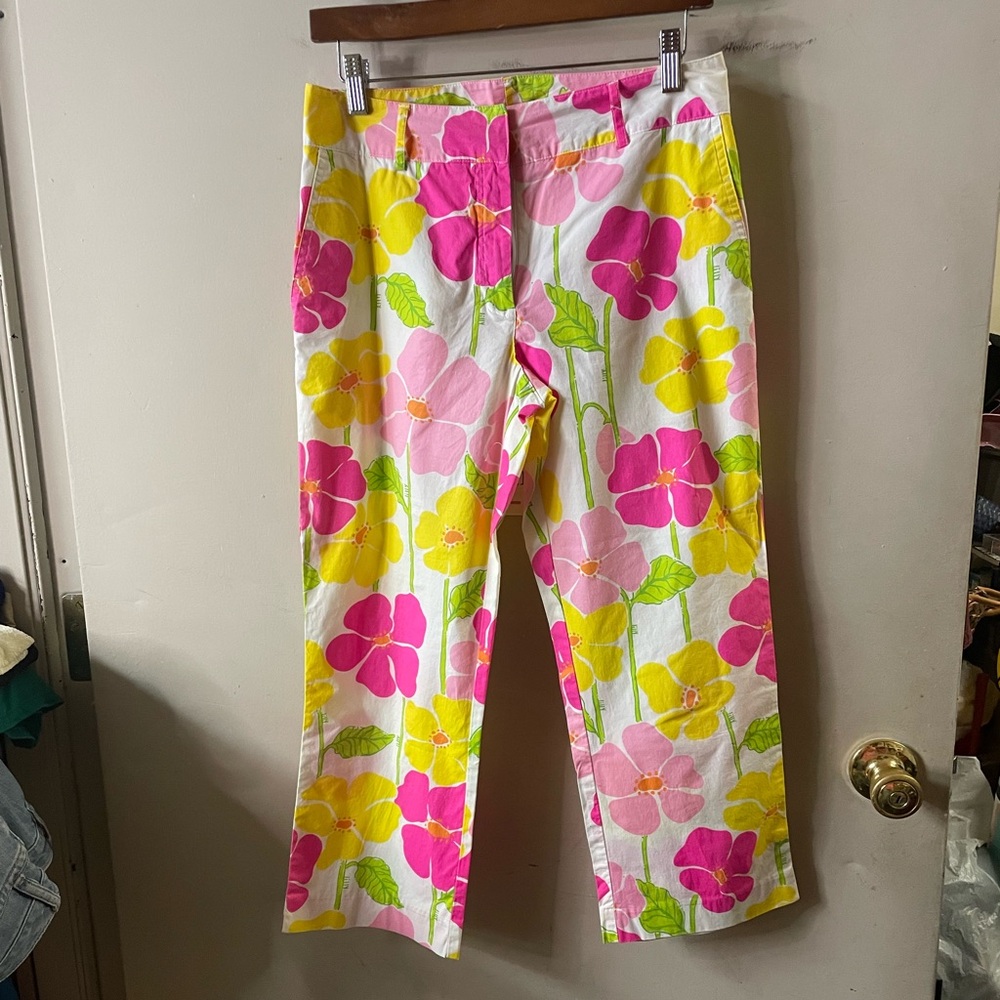 Lilly Pulitzer lightweight, cotton blend, floral print ankle length slacks